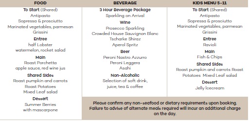 Persone Christmas Day Lunch Menu